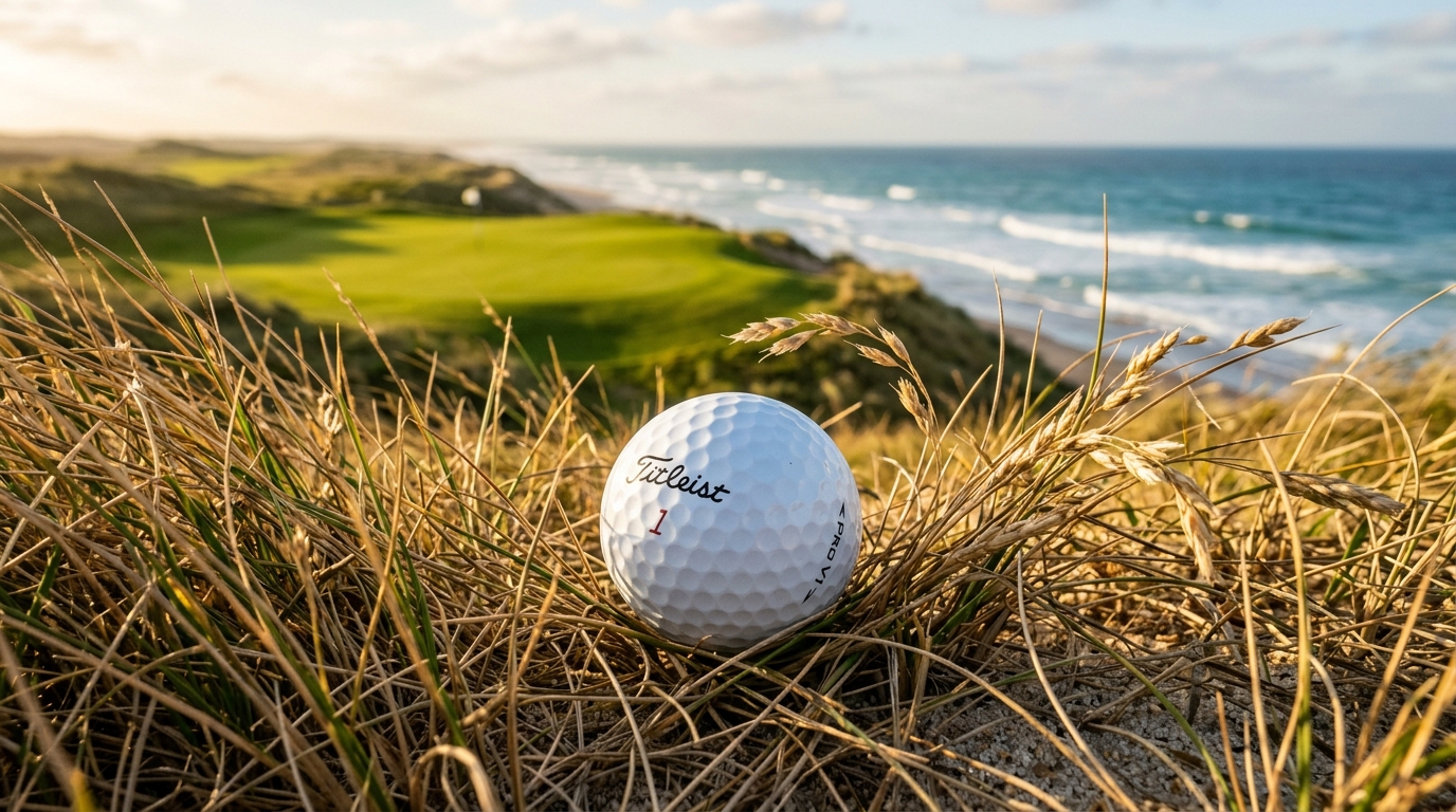 Pristine Tour Golf Ball in Links Coastal Fescue Grass
